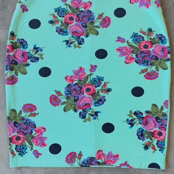 5/$25 ⚡ Teal L'Amour skirt with flowers polka dots - Picture 2 of 5